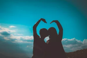 Silhouette of two loving ones 
